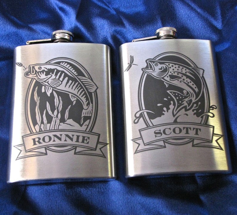 1 Personalized Flask with Trout Fathers Day Gift image 4