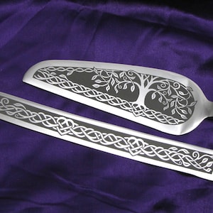Celtic Tree of Life Wedding Cake Server and Knife Set Irish Wedding Personalized Gift for Couple