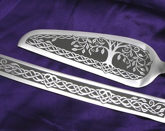 Celtic Tree of Life Wedding Cake Server and Knife Set Irish Wedding Personalized Gift for Couple