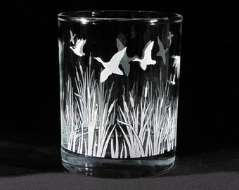NEW Etched Glass Whiskey Glass for Men, Bird Watcher, Unique Gift for Man, Duck Hunter