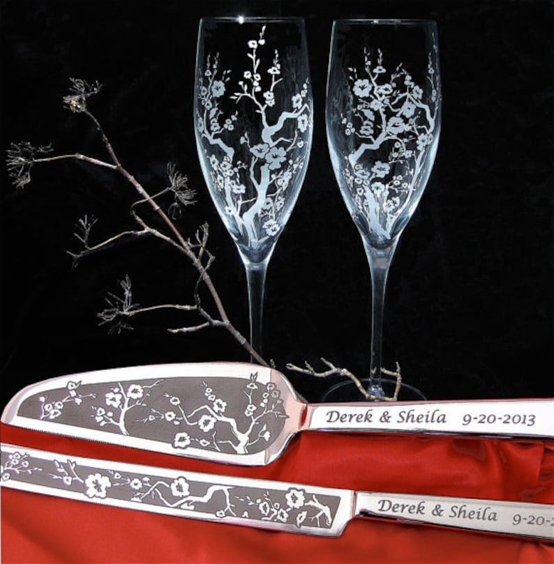 2 Cherry Blossom Champagne Flutes DC wedding, Quincenera Toasting Flutes, Present for Couple image 5