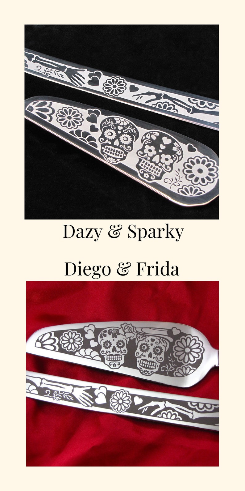 Two 2 Day of the Dead Wedding Toasting Flutes Sugar Skull Wedding Decor Champagne Glasses image 7