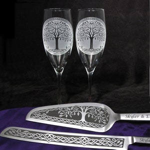 Celtic Tree of Life Wedding Cake Server and Knife Set Irish Wedding Personalized Gift for Couple image 4
