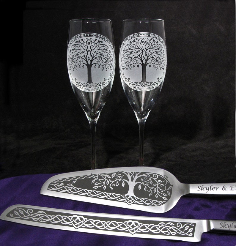 Celtic Tree of Life Wedding Cake Server and Knife Set Irish Wedding Personalized Gift for Couple image 4