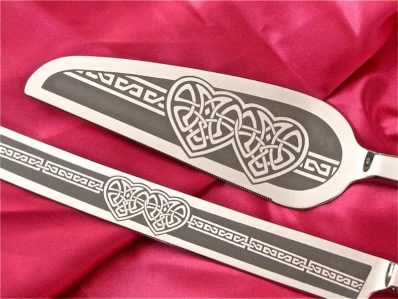 Celtic Wedding Cake Server and Knife Set Celtic Hearts for Etsy