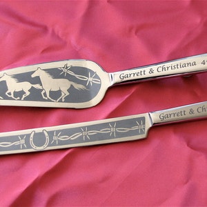 Country Western Wedding Cake Server and Knife Set, Personalized Cowboy Wedding image 3