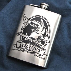 1 Personalized Flask with Trout Fathers Day Gift image 3