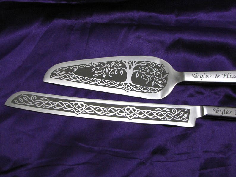 Celtic Tree of Life Wedding Cake Server and Knife Set Irish Wedding Personalized Gift for Couple image 2