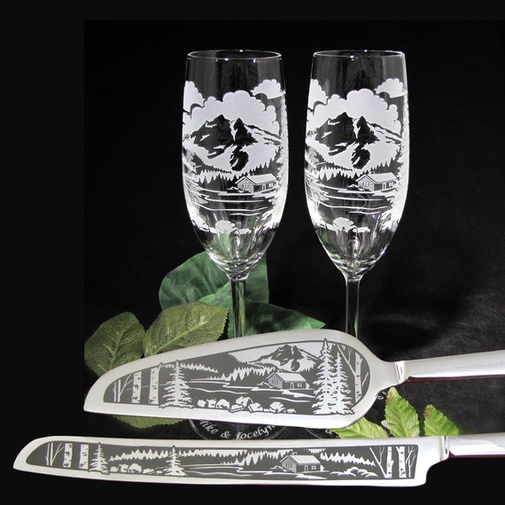 Dragon and Phoenix Asian Wedding, Personalized Cake Server and Knife Set,  Chinese Feng Shui 