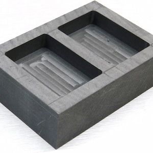 Graphite Ingot Mold: 5oz Gold & 2.5oz Silver Bars, 2-Cavity Casting