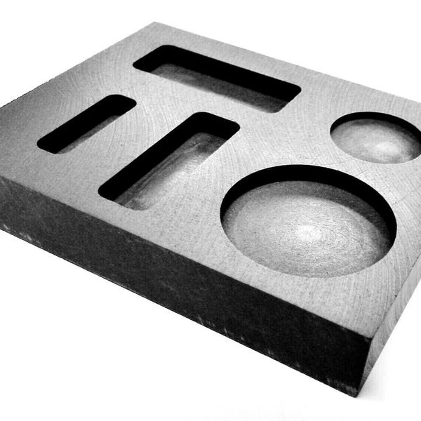 5-Cavity Graphite Ingot Mold: Combo Bars & Rounds for Gold, Silver, Copper