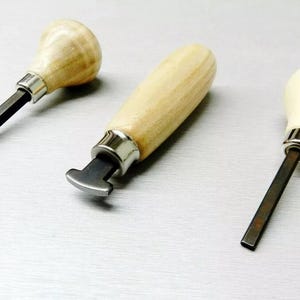 Bezel Setting Tool 3pc Set: Jewelry Stone Setting with Wooden Handles