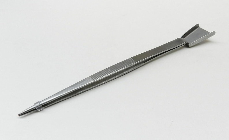 QWEQWE 2-Pack Stainless Steel Tweezer With Scoop Tip – 6.1" Pointed Serrated Tweezers For Beading, Jewelry, Diamond Setting