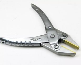 Parallel Pliers Brass Jaws Soft Flat Nose 140mm with Spring Jewelry Crafts