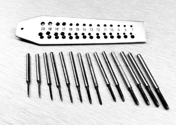 Filettature Miniature 0.7-2mm Set Maschi E Filiere 14 Pezzi - Per Gioielleria E Orologeria, Filettature 0,7-2 Mm Attrezzi Gioiellieri