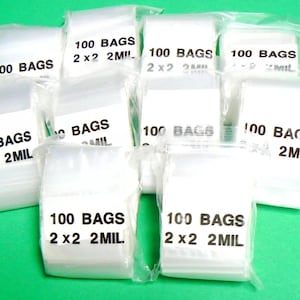 2x2 バッグ 2mil ポリ再封可能 ホワイト ブロック 1,000 小型 2 インチ スクエア バッグ 1000 個