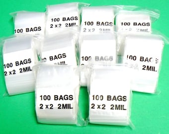 2x2 Bags 2mil Poly Reclosable White Block 1,000 Small 2" Square Baggies 1000 pcs