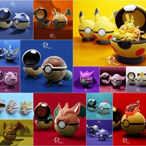 Arquivos 3D STL do pacote Pokémon 15 Pokébolas