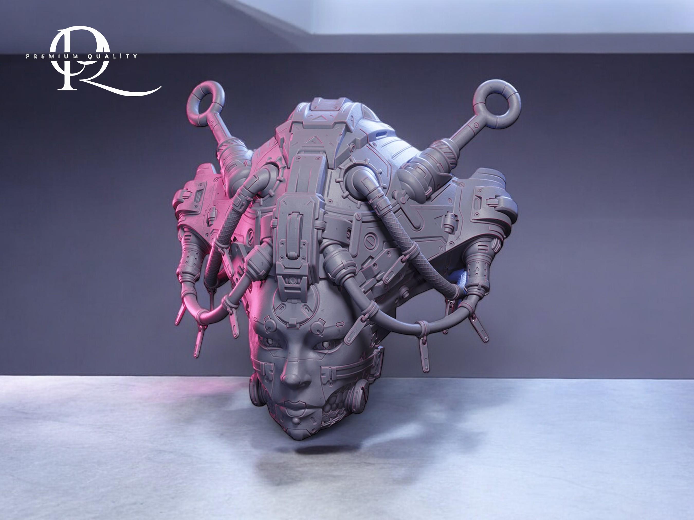 Geisha Halloween Mask 3D Stl Files - Cyberpunk Gueixa mask 3D Printable Cosplay Prop - Pre Supported Mask 3D Stl