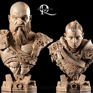 God Of War Kratos + Atreus Bust 3D STL Files  - God of War Figure 3D Print Files