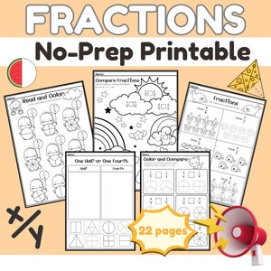 Fraction Activities Printable Worksheets For 1st,2nd Grade Basic Fraction-Shapes