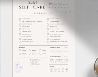 5 Minute Self Care Checklist | Printable Pdf | - Etsy