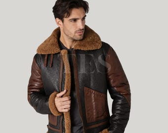 Handmade Heritage Aviator Shearling Leather Jacket