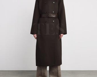 Wool Leather Collar Coat