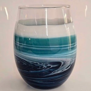 Stemless Beach Wine Glasses Set & Coastal Decor - Epoxy Resin Cocktail Glasses For Ocean Wedding Gift