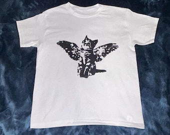 cat with wings graphic t-shirt