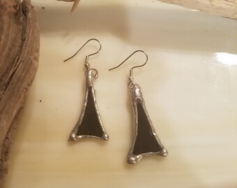 black glass drop earrings