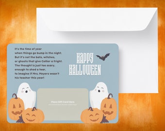 Personalized Halloween Teacher Gift Card Holder (Printable)