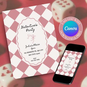 Galentines Day Invite Template, Valentines Day Party Invitation, Valentines Brunch Evite, Editable Girls Night Digital Download