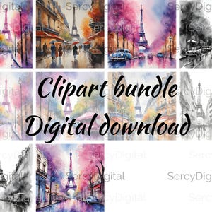 Watercolor Illustrations of the Eiffel Tower Png, Paris Clipart Png for Instant Download, Sublimation Design