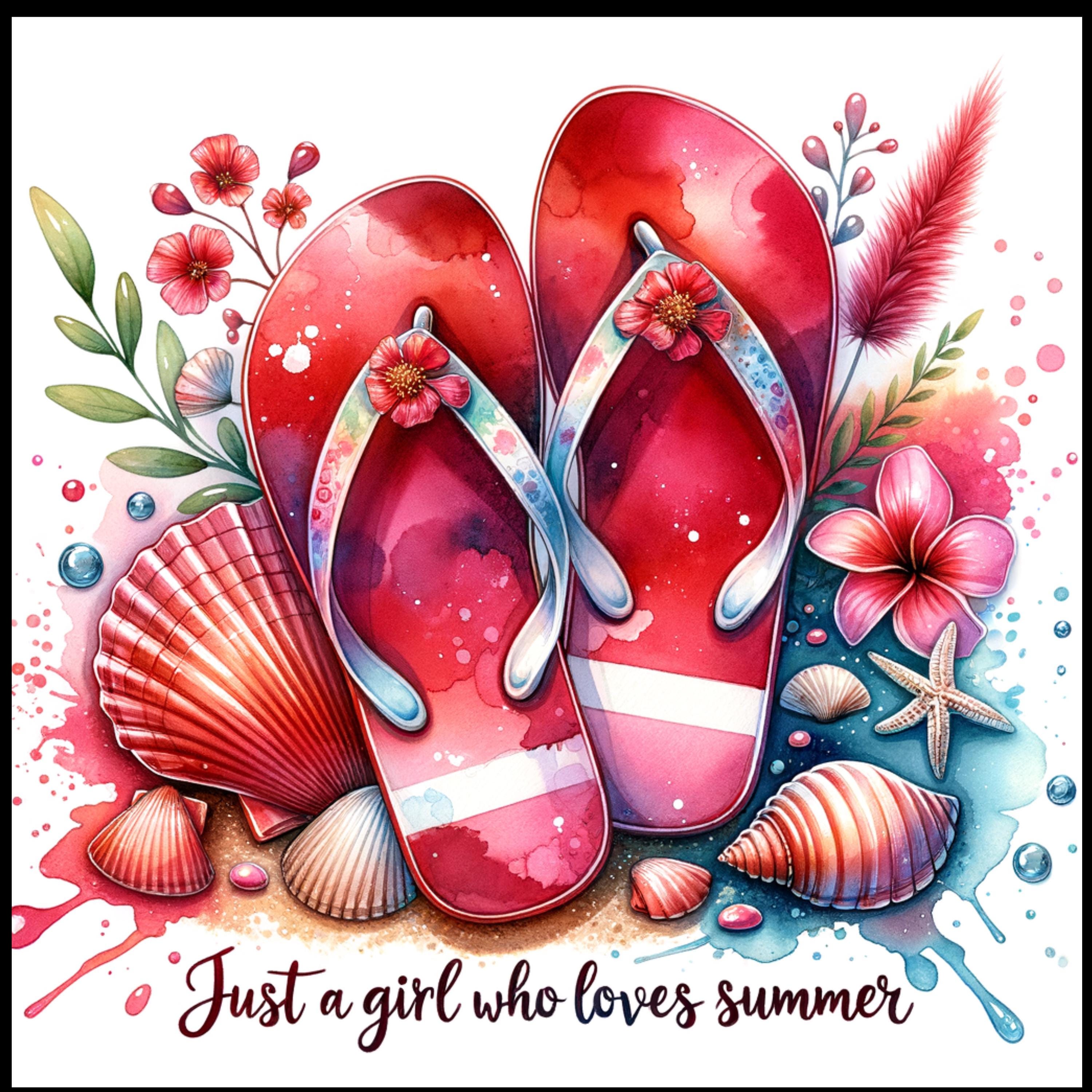 Beach Girl Summer Clipart: Flip Flops & Seashells (PNG) - Etsy