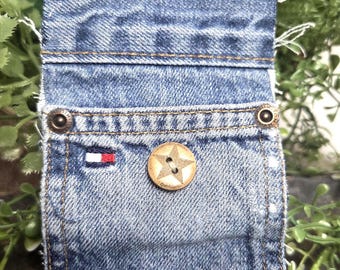 Repurposed Denim Pocket Organizer – Salvaged Jean Storage