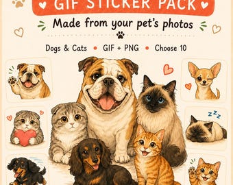 Custom Pet Digital Stickers | Customized Dog & Cat GIFs | Pet Gifts