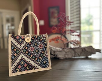 Trendy Tote Bag | Handmade - Button and Zipper Features | Lightweight | Fashion