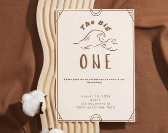 One Year Old Birthday Invitation, Big One Birthday Invitation, Summer Birthday Invite, Beach Birthday, It's the Big One Birthday, Template