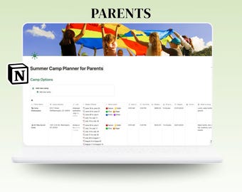 Summer Camp Planner for Parents – Notion Template | Summer Break Family Planner | Summer Camp Notion Planner Family Budget/Expense Tracker