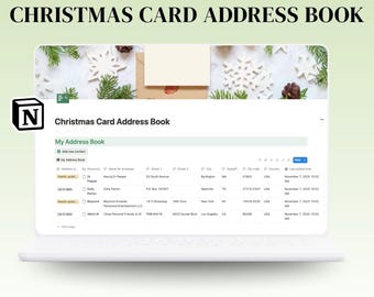 Christmas Card Address Book Notion Template – Digital Contacts Library