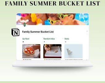 Family Summer Bucket List Notion Template | Things to Do With Kids Activity Tracker | Family Bonding Summer Activity Bucket List Ideas