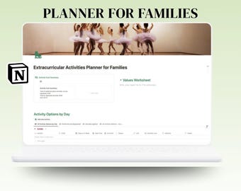 Extracurricular Activities Planner for Families Notion Template | Plan Extracurriculars for Elementary School Kids this Back to School