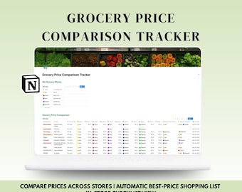 Grocery Price Comparison Tracker – Notion Template. Save Money on Grocery Shopping!