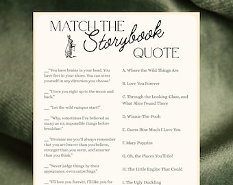 Baby Shower Game - Storybook Quote Matching