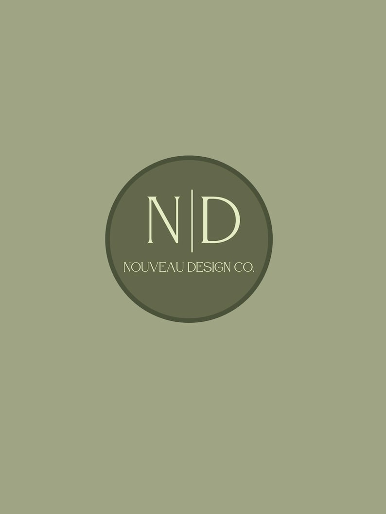 Puede incluir: Un c&iacute;rculo verde con las letras "N|D" en blanco y el texto "NOUVEAU DESIGN CO." en blanco.