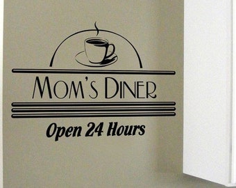 Mamas Diner, Küche-Vinyl-Aufkleber, 50er Jahre Geekery Kochen retro Abziehbilder, Muttertag
