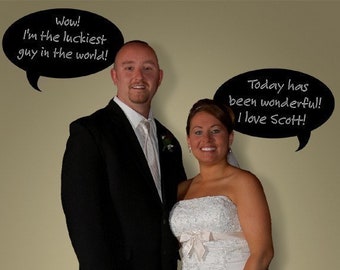 Chalkboard vinyl decals - Speech Balloons - wedding photo prop -  message board, removeable