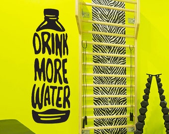 Water Bottle Decal, Drink More Water, Fitness motivation vinyl decal, weight loss motivation, gym wall decor