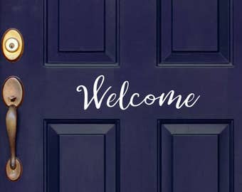 Welcome door decal, five options, front door sticker, welcome sign, farmhouse vinyl decal.